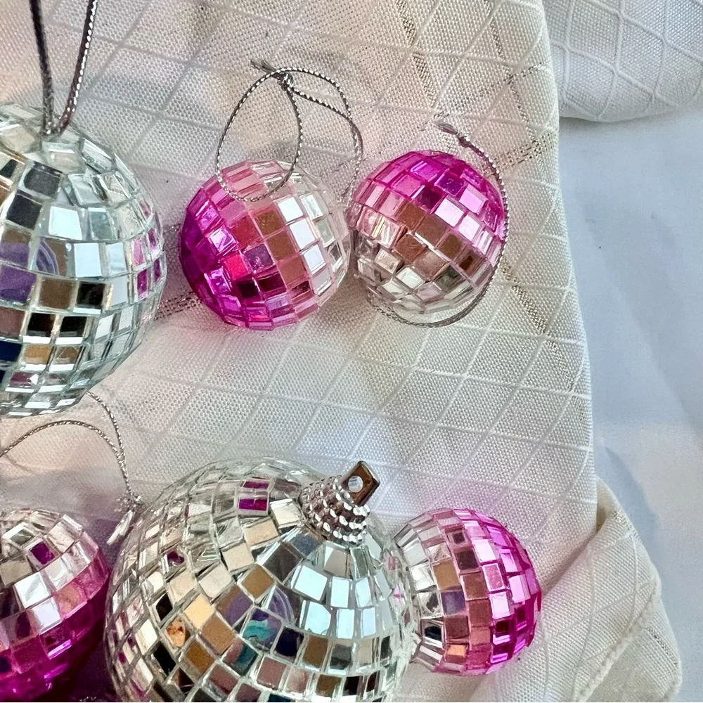 Retro Party Decoration, Vintage Pink Ornaments, Retro Decor, Silver Pink Decor